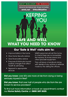 Cover of Keeping you safe and well what you need to know information leaflet from West Midlands Fire Service - a green background with an image of the silhouette of a family