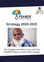 Cover of the easy read summary of the POhWER Strategy 2020-2025. A photo of a smiling bearded man is on the cover.