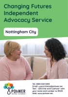 Cover of the POhWER Nottingham City Changing Futures Independent Advocacy Service Leaflet
