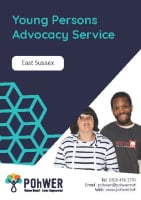 Cover of East Sussex Young Person’s Advocacy leaflet – it has a dark blue background with a photo of a girl and a boy both smiling