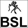 British Sign Language symbol of two hands signing