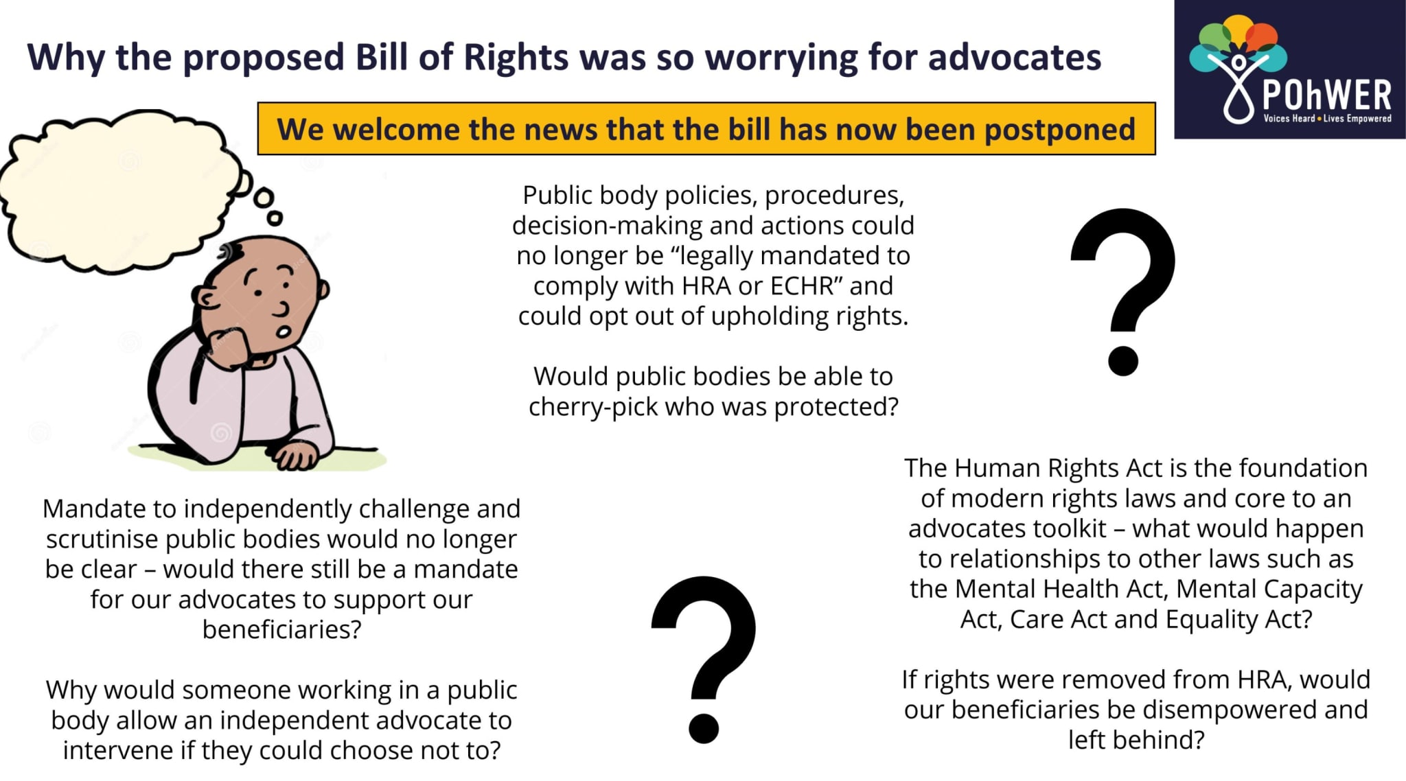 A summary of why the proposed Bill of Rights was so worrying for advocates