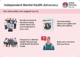 Suffolk Advocacy Service Independent Mental Health Advocacy easy-read postcard preview