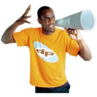A person with a megaphone.