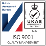 ISO 9001 Quality Management Certificate Badge with UKAS Accreditation
