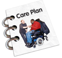 A picture of a care plan document.