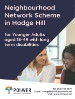 Neighbourhood Network Scheme in Hodge Hill for Younger Adults aged 18-49 with long term disabilities leaflet cover