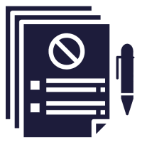 An illustration showing a paper with stop symbol and a pen