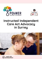 cover of the POhWER Surrey Instructed Care Act Advocacy Leaflet in easy-read