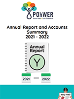 Front cover of POhWER annual accounts 2021-2022 in easy read