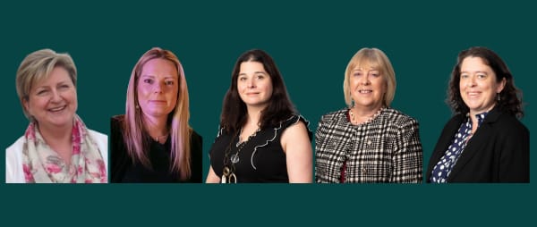 Photo of POhWERs Executive Team, Julie Born, Vicky Hilpert, Helen Moulinos, Elyzabeth Hawkes and Fiona McArthur-Worbey