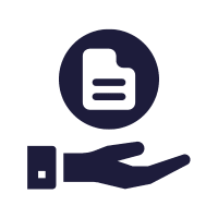 An icon showing a supporting hand with a document